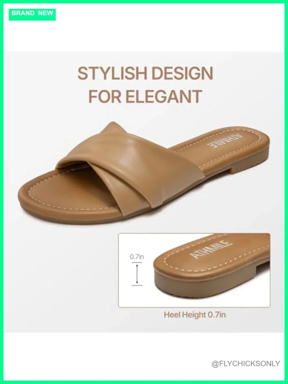 Dressy Summer Flat Sandals with Ankle Strap - Comfortable Slide Sandals for